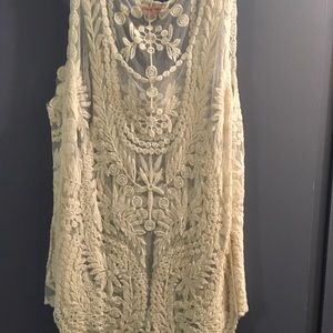 Cream sheer lace blouse